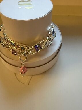 Bp spring stack 2026 Multi-Stone Charm Bracelet with Pink ice cream cone Pendant